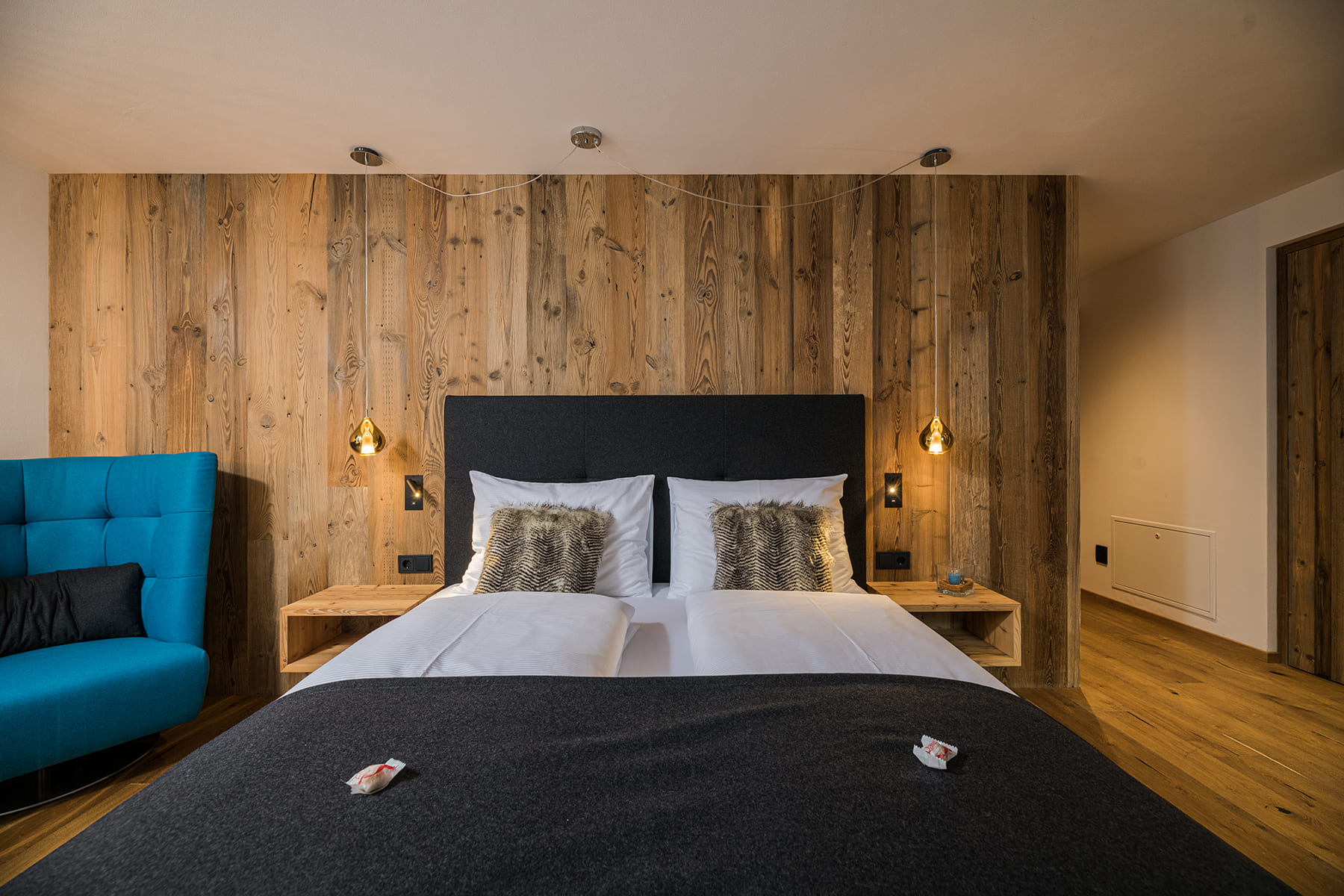 Chalet Ortles - Schlafzimmer in der Ferienwohnung mit Doppelbett